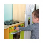 Bucatarie modulara din lemn de joaca copii cu 4 piese interschimbabile-Deluxe Grande Cuisine Modular Wooden Play Kitchen Acooltoy 